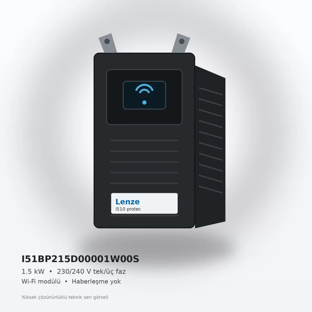 Lenze i510 protec I51BP215D00001W00S 1.5 kW yüksek çözünürlüklü teknik ürün görseli