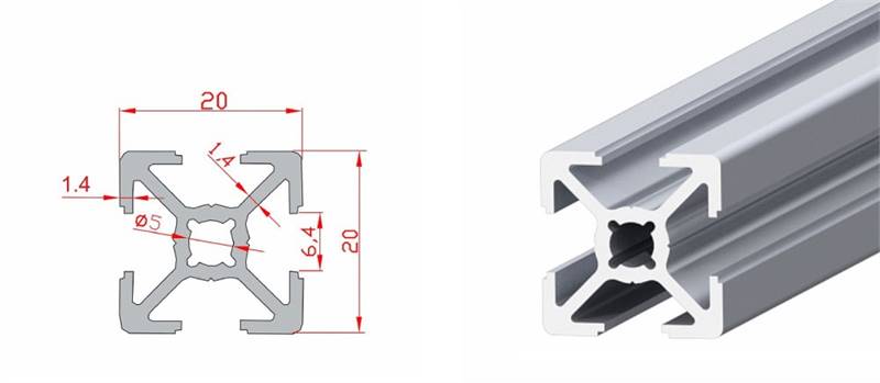 Doğuş Kalıp 20x20 Sigma Profil - üretici ürün görseli ve teknik çizim