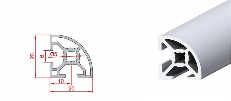 Doğuş Kalıp 20x20 Radiuslu Sigma Profil - üretici ürün görseli ve teknik çizim