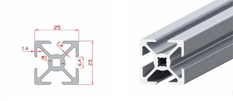 Doğuş Kalıp 25x25 Sigma Profil - üretici ürün görseli ve teknik çizim