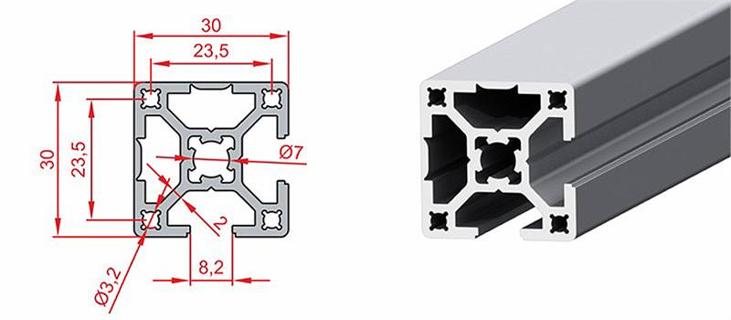 Doğuş Kalıp 30x30 Kapalı Sigma Profil - üretici ürün görseli ve teknik çizim