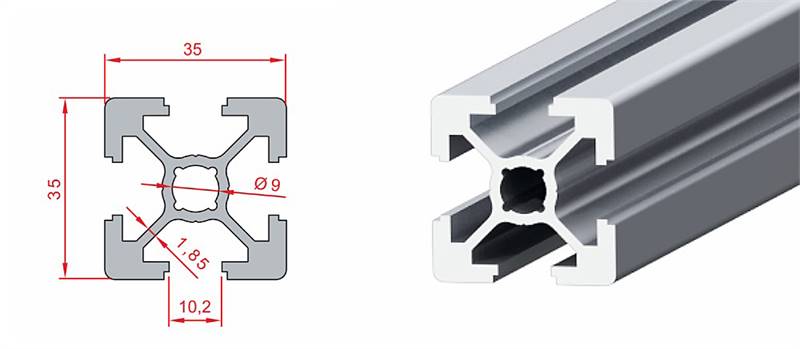 Doğuş Kalıp 35x35 Ağır Sigma Profil - üretici ürün görseli ve teknik çizim