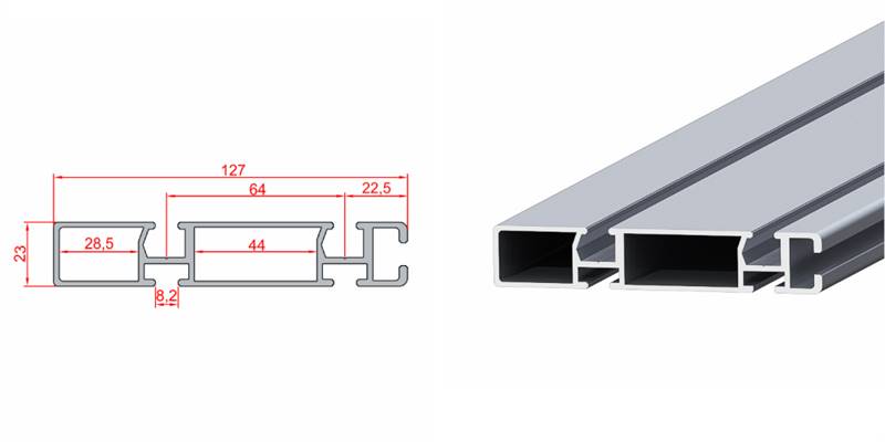Doğuş Kalıp 23x127 Konveyör Profili - üretici ürün görseli ve teknik çizim